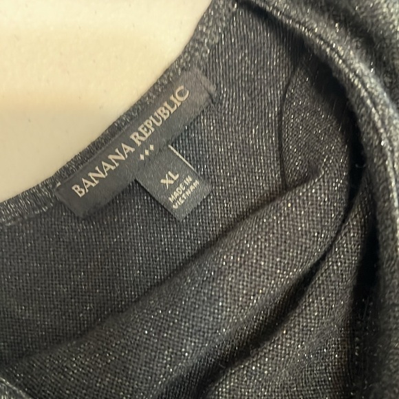 Banana Republic Factory Black Shimmer Cutout Back Top NWT Sz XL - Picture 4 of 10